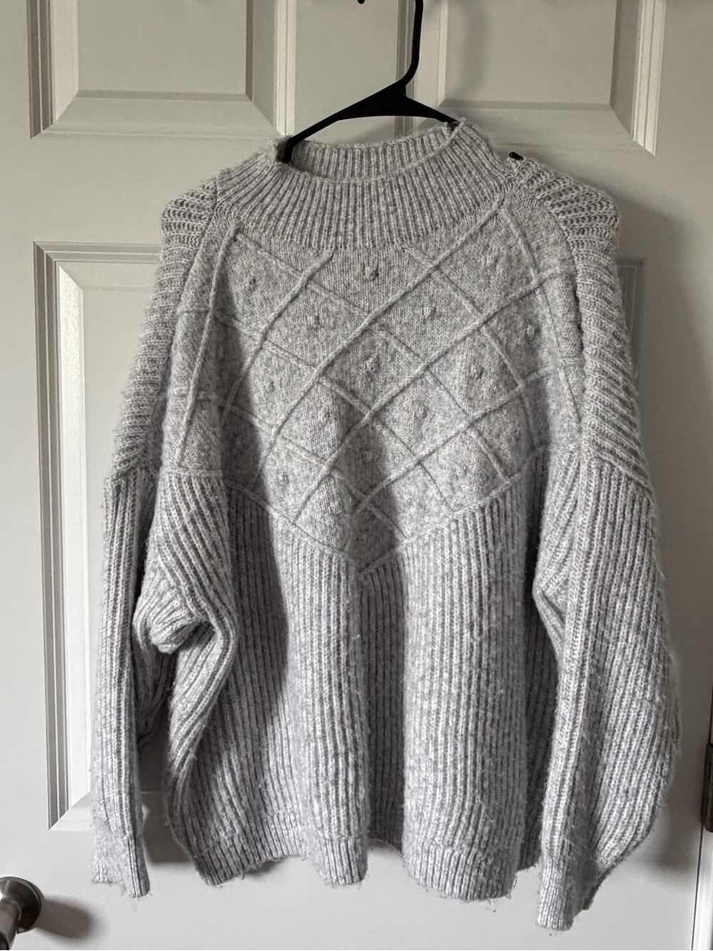 Calvin Klein Light Gray Cable-Pattern Crewneck Sweater